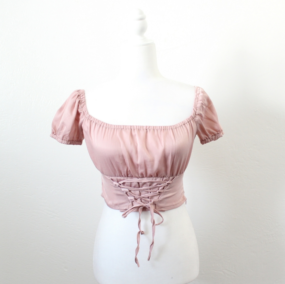 Mauve Lace Up Corset Top